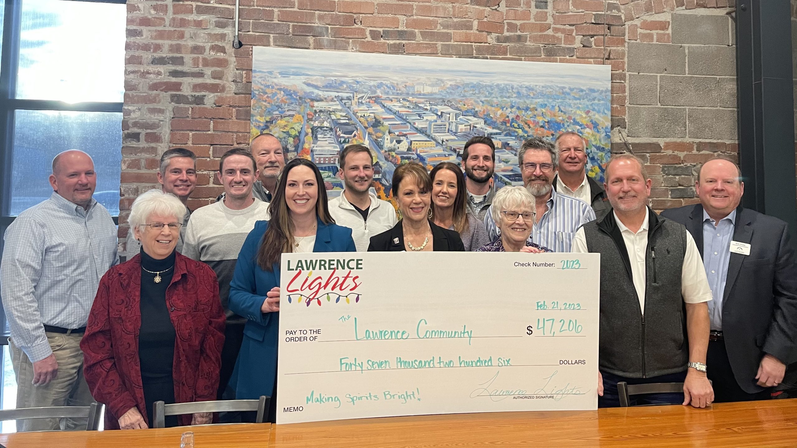 Lawrence Lights Photo with Big Check - 2022 Proceeds